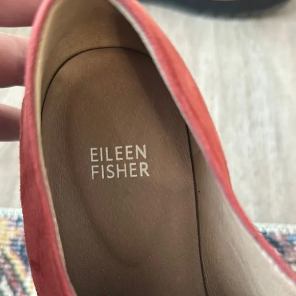 Eileen Fisher Eddy Red Suede Platform Oxfords - Picture 2 of 7